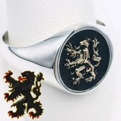 Chevalière Armoiries -Vivalatina Boutiqe Chevaliere argent armoiries en or 3