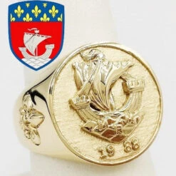 Chevalière Ovale Avec Blason Personnalisé -Vivalatina Boutiqe Chevaliere blason ville paris