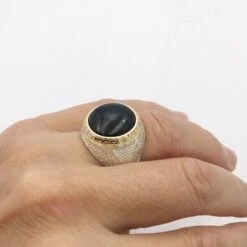 Chevalière Pierre D'Onyx Noire Pour Homme En Argent Massif -Vivalatina Boutiqe Chevaliere mexicaine onyx 4
