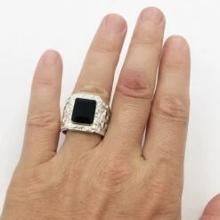 Chevalière Homme En Argent Et Onyx -Vivalatina Boutiqe Chevaliere onyx argent 11