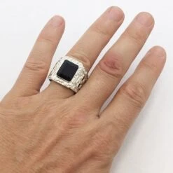 Chevalière Homme En Argent Et Onyx -Vivalatina Boutiqe Chevaliere onyx argent 12