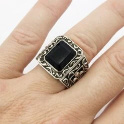 Chevalière Homme En Argent Et Onyx -Vivalatina Boutiqe Chevaliere onyx argent noirci 10