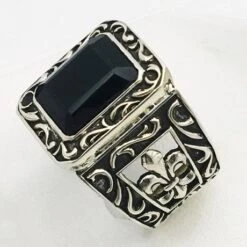 Chevalière Homme En Argent Et Onyx -Vivalatina Boutiqe Chevaliere onyx argent noirci 2