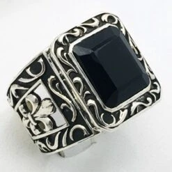 Chevalière Homme En Argent Et Onyx -Vivalatina Boutiqe Chevaliere onyx argent noirci 3