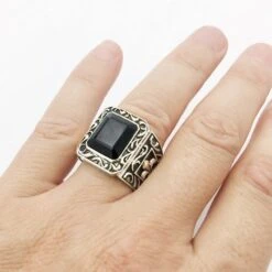 Chevalière Homme En Argent Et Onyx -Vivalatina Boutiqe Chevaliere onyx argent noirci 7