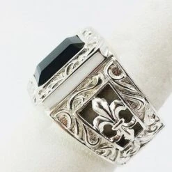 Chevalière Homme En Argent Et Onyx -Vivalatina Boutiqe Chevaliere onyx argent pour homme 6