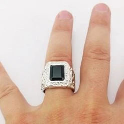 Chevalière Homme En Argent Et Onyx -Vivalatina Boutiqe Chevaliere onyx argent pour homme 7