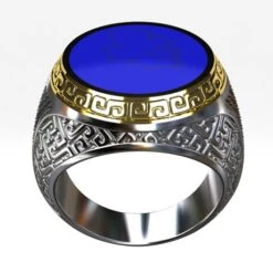 Chevalière Pierre D'Onyx Noire Pour Homme En Argent Massif -Vivalatina Boutiqe Chevalierehommeargentmassif1