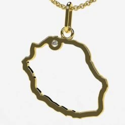 Pendentif Carte Île De La Réunion -Vivalatina Boutiqe Pendentif carte reunion or 12