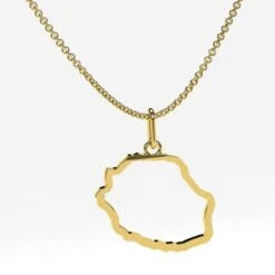 Pendentif Carte Île De La Réunion -Vivalatina Boutiqe Pendentif carte reunion or 8