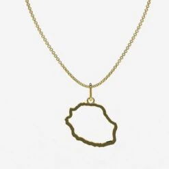 Pendentif Carte Île De La Réunion -Vivalatina Boutiqe Pendentif carte reunion or 9