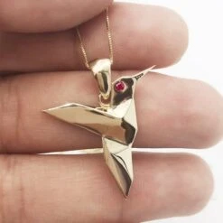 Devant -Vivalatina Boutiqe Pendentif colibri or jaune 8