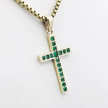 Pendentif Croix Émeraude 8 Pendentif Croix Émeraude – Image 6