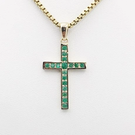 Pendentif Croix Émeraude 9 Pendentif Croix Émeraude – Image 7