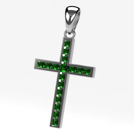 Pendentif Croix Émeraude 5 Pendentif Croix Émeraude – Image 3