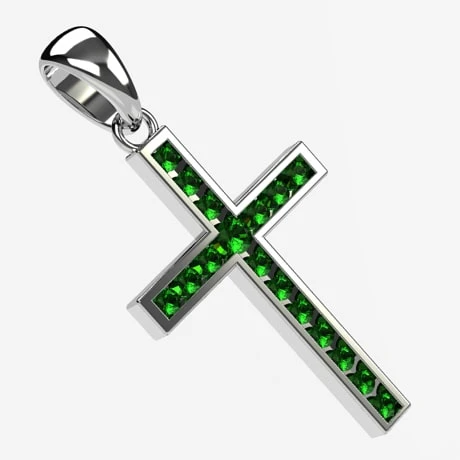 Pendentif Croix Émeraude 6 Pendentif Croix Émeraude – Image 4