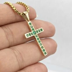 Pendentif Croix Émeraude 11 Pendentif Croix Émeraude -Vivalatina Boutiqe Pendentif croix emeraude 5