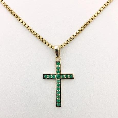 Pendentif Croix Émeraude 10 Pendentif Croix Émeraude – Image 8