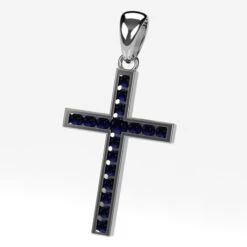 Pendentif Croix Pierres De Saphir En Or