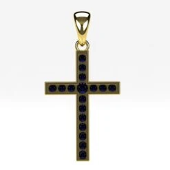 Pendentif Croix Pierres De Saphir En Or -Vivalatina Boutiqe Pendentif croix saphir 7