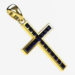 Pendentif Croix Pierres De Saphir En Or -Vivalatina Boutiqe Pendentif croix saphir 8