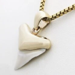 Pendentif Dent De Requin -Vivalatina Boutiqe Pendentif dent requin bouledogue or 2