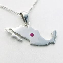 Collier Mexicain: Carte Du Mexique -Vivalatina Boutiqe Pendentif mexique argent rubis 3