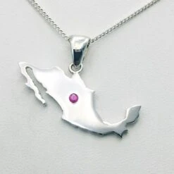Collier Mexicain: Carte Du Mexique -Vivalatina Boutiqe Pendentif mexique argent rubis 4