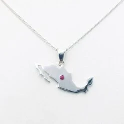 Collier Mexicain: Carte Du Mexique -Vivalatina Boutiqe Pendentif mexique argent rubis 5
