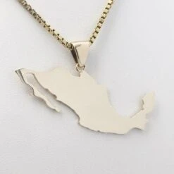 Collier Mexicain: Carte Du Mexique -Vivalatina Boutiqe Pendentif mexique or 5