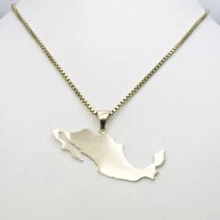 Collier Mexicain: Carte Du Mexique -Vivalatina Boutiqe Pendentif mexique or 7