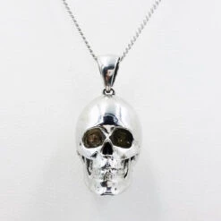 Pendentif Tête De Mort En Or -Vivalatina Boutiqe Pendentif tete de mort or blanc 3