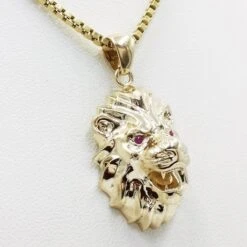 Pendentif Tête De Lion -Vivalatina Boutiqe Pendentif tete lion or 1 min