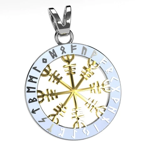 Pendentif Viking Vegvisir En Or 3 Pendentif Viking Vegvisir En Or