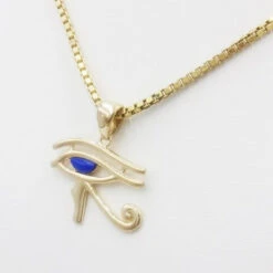 Pendentif Oeil D'Horus -Vivalatina Boutiqe Pendentifoeilhorusorjaunelapislazuli 6