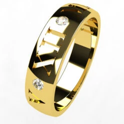Alliance Romaine En Or Massif Avec Gravure De La Date De Mariage En Écriture Romaine -Vivalatina Boutiqe alliance romaine or jaune 18 carats 3