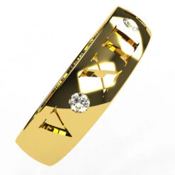 Alliance Romaine En Or Massif Avec Gravure De La Date De Mariage En Écriture Romaine -Vivalatina Boutiqe alliance romaine or jaune 18 carats 4