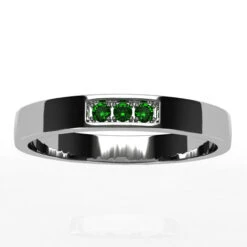 Duo D'Alliances Avec Pierre D'Émeraude 34 Duo D'Alliances Avec Pierre D'Émeraude -Vivalatina Boutiqe allianceemeraudehommeorblanc18carats2