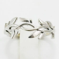 Alliance Feuille De Laurier -Vivalatina Boutiqe alliancefeuilledelaurierorblanc18carats 1