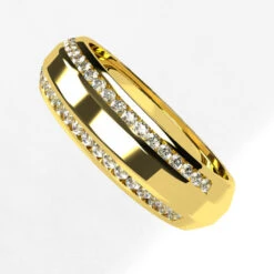 Alliance Originale Pour Homme En Or Et Diamants -Vivalatina Boutiqe alliancehommeoriginalediamantsorjaune18carats 2