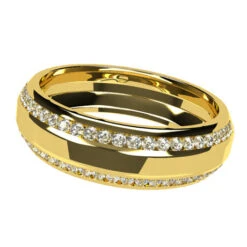 Alliance Originale Pour Homme En Or Et Diamants