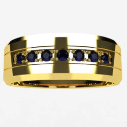 Grosse Alliance Saphirs Bleus Pour Homme -Vivalatina Boutiqe alliancehommesaphirorjaune18carats 4