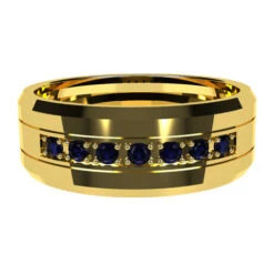 Grosse Alliance Saphirs Bleus Pour Homme -Vivalatina Boutiqe alliancehommesaphirorjaune18carats 6
