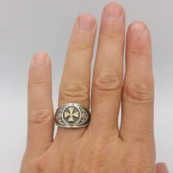 Bague Croix Des Templiers En Argent -Vivalatina Boutiqe bague croix templier or 4