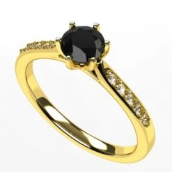 Bague Diamant Noir Or Jaune