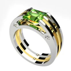 Chevalière Avec Pierre Verte De Péridot 18 Chevalière Avec Pierre Verte De Péridot -Vivalatina Boutiqe bague homme peridot or 18 carats