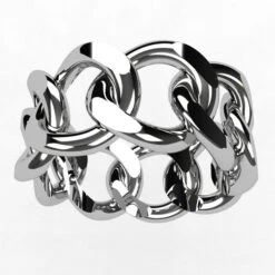 Bague Maille Gourmette En Or -Vivalatina Boutiqe bague maille or blanc 18 carats 2