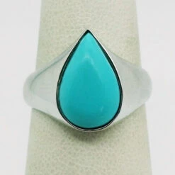 Bague Turquoise Véritable Pour Homme En Argent