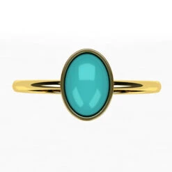Fine Bague Turquoise En Or Pour Femme -Vivalatina Boutiqe bague turquoise or jaune 18 carats 3