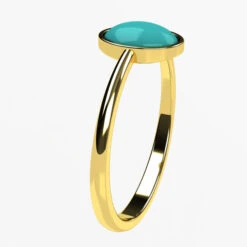 Fine Bague Turquoise En Or Pour Femme -Vivalatina Boutiqe bague turquoise or jaune 18 carats 4